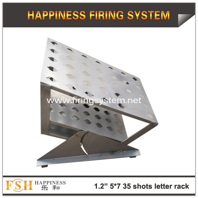 New product 1.2inch (hole diameter 42mm) 5*7(35) shots Single shots fireworks pyrotechnic letter display racks